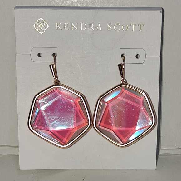 Authentic NWT Kendra Scott Drop Frame Iridescent Stone Earrings - Picture 4 of 14